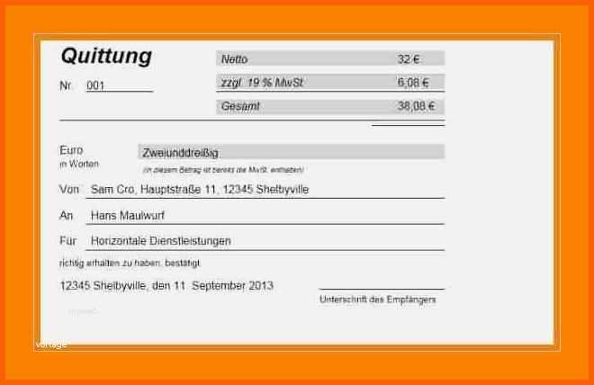 Angepasst 17 Quittung Ohne Mwst Vorlage