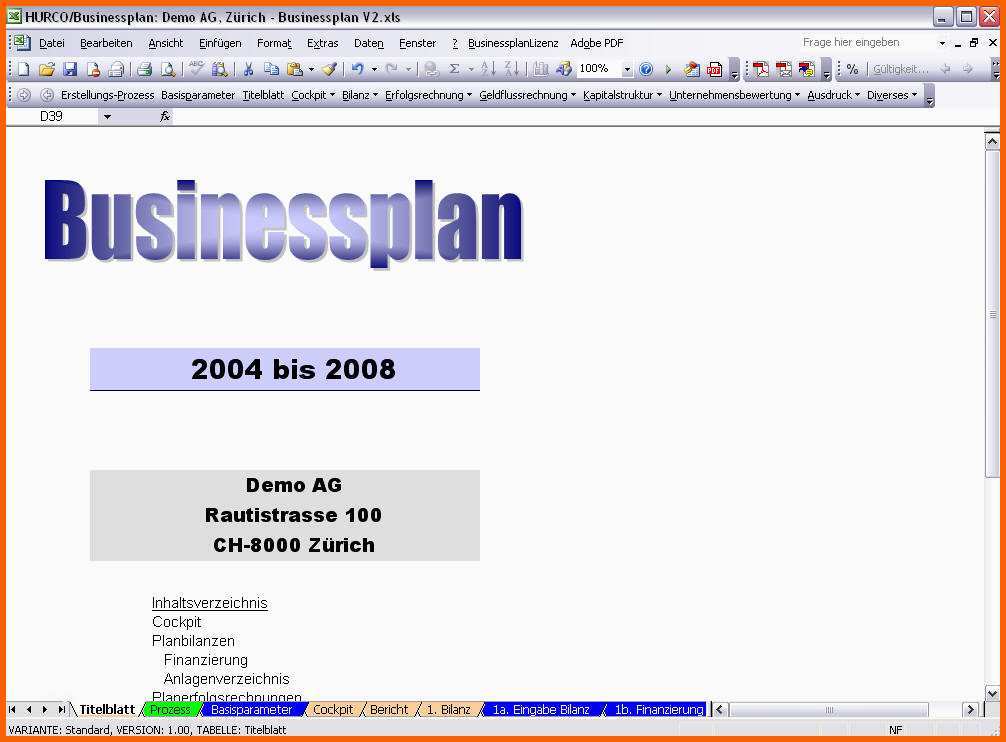 Angepasst Businessplan Beispiele Pdf