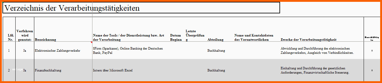 Angepasst Das Excel tool Für Das Verzeichnis Von