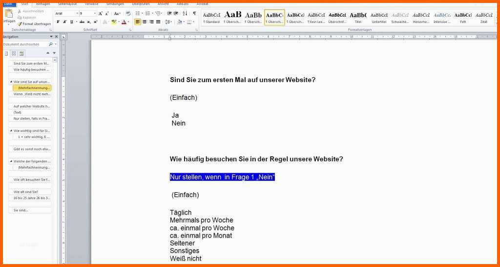 Angepasst Einen Fragebogen Erstellen Mit Word Und Der