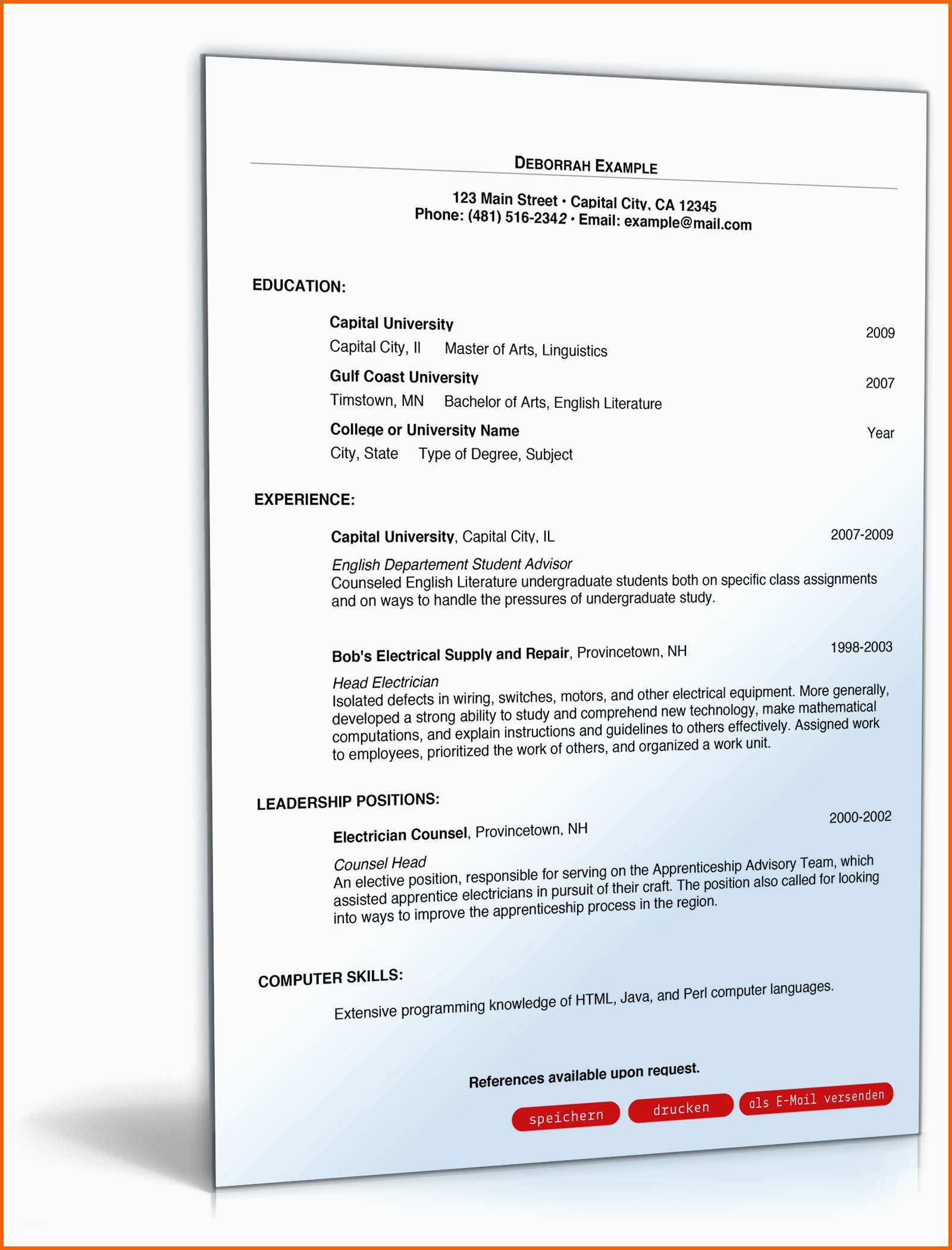 Angepasst Englischer Lebenslauf Muster Vorlage sofort Zum Download