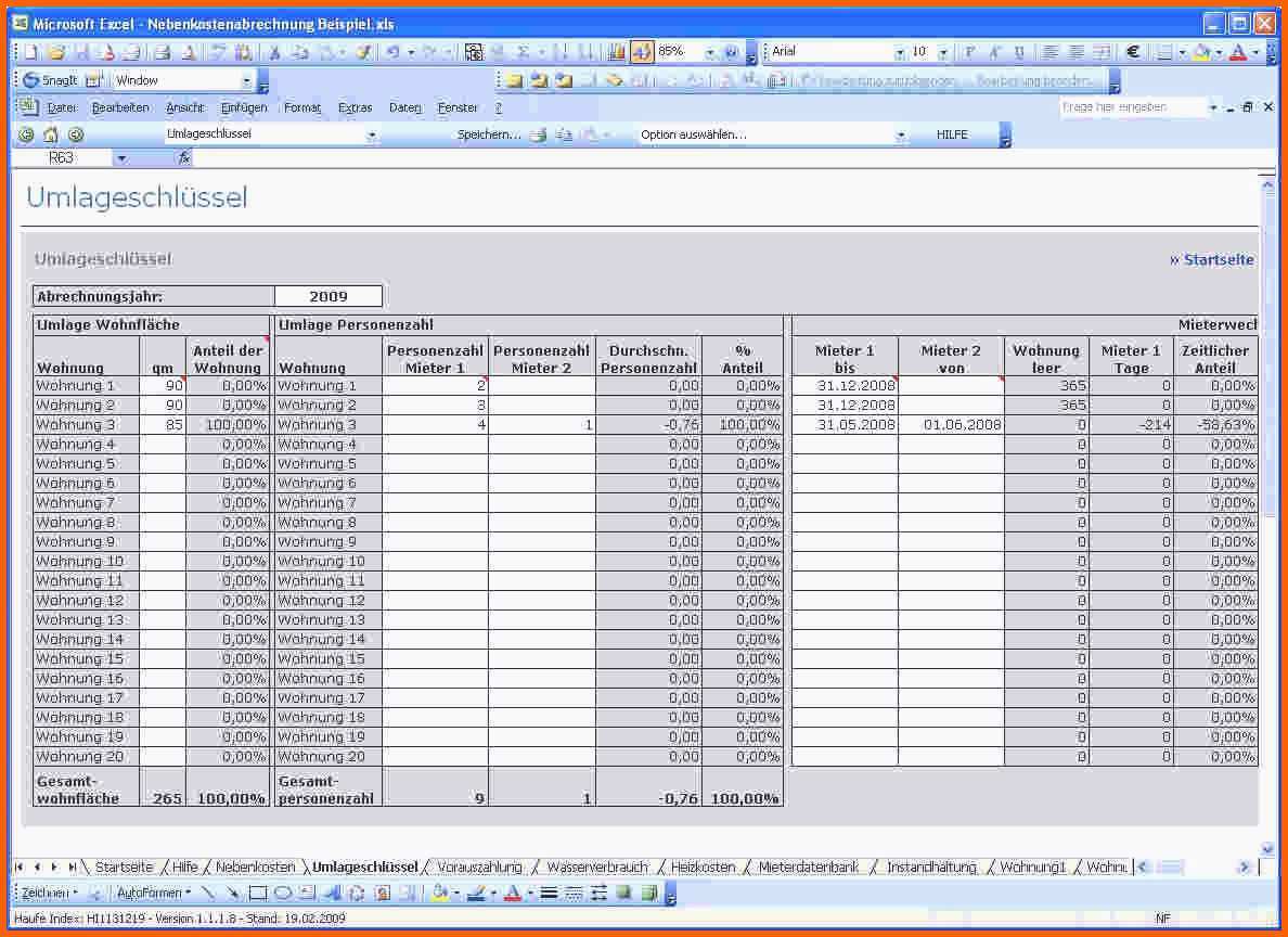 Angepasst Genial Nebenkostenabrechnung Vorlage Excel