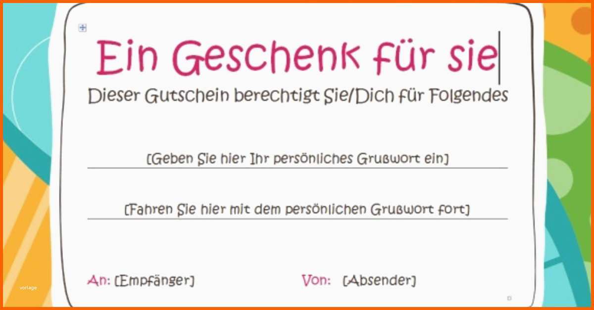 Angepasst Gutschein Vorlage Word Download