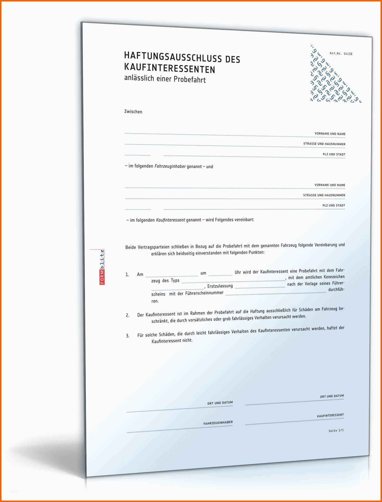 Angepasst Haftungsausschluss Vertrag Vorlage – Vorlagen 1001