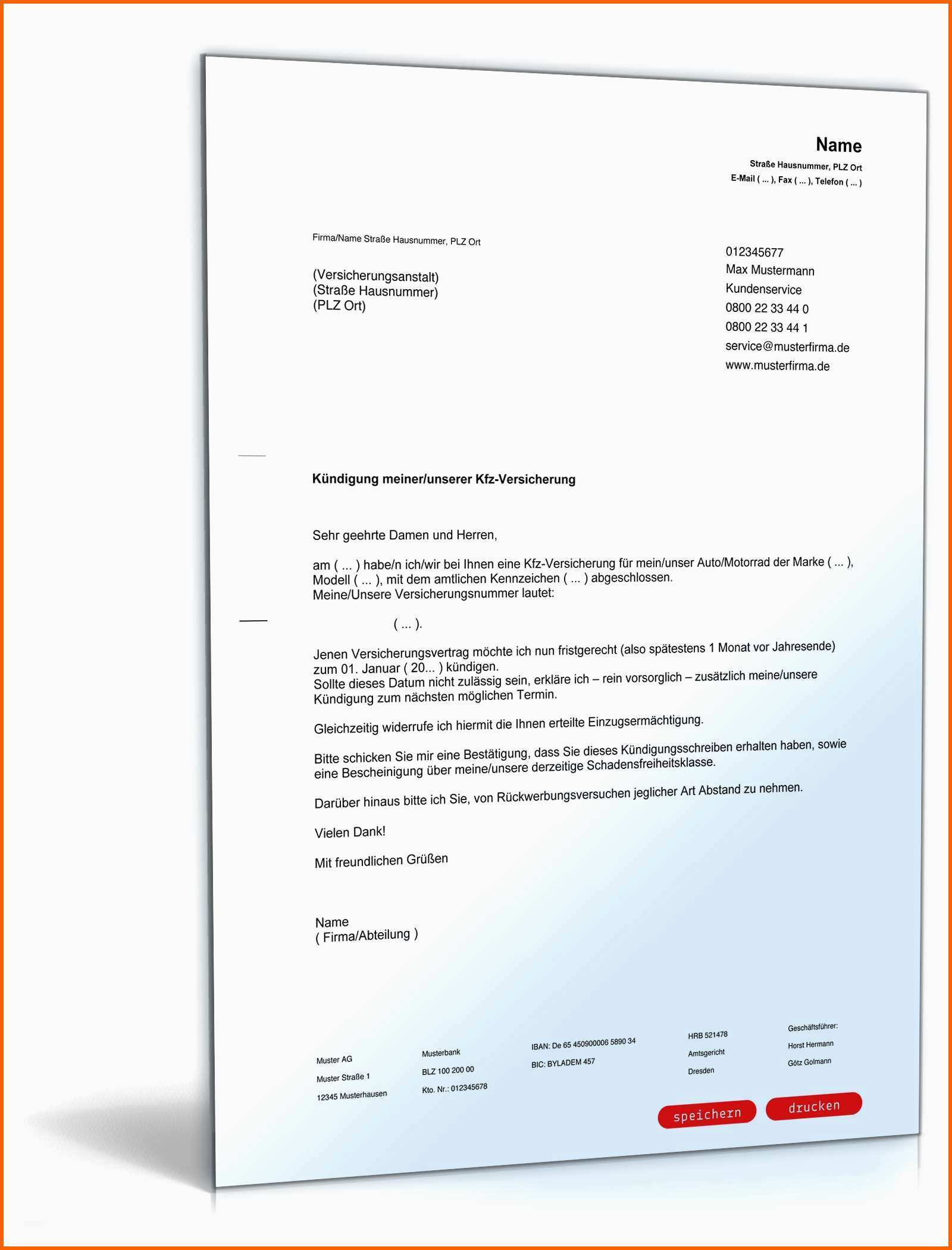 Angepasst Kfz Kündigung Vorlage Ka¼ndigung Riester Rente Vorlage