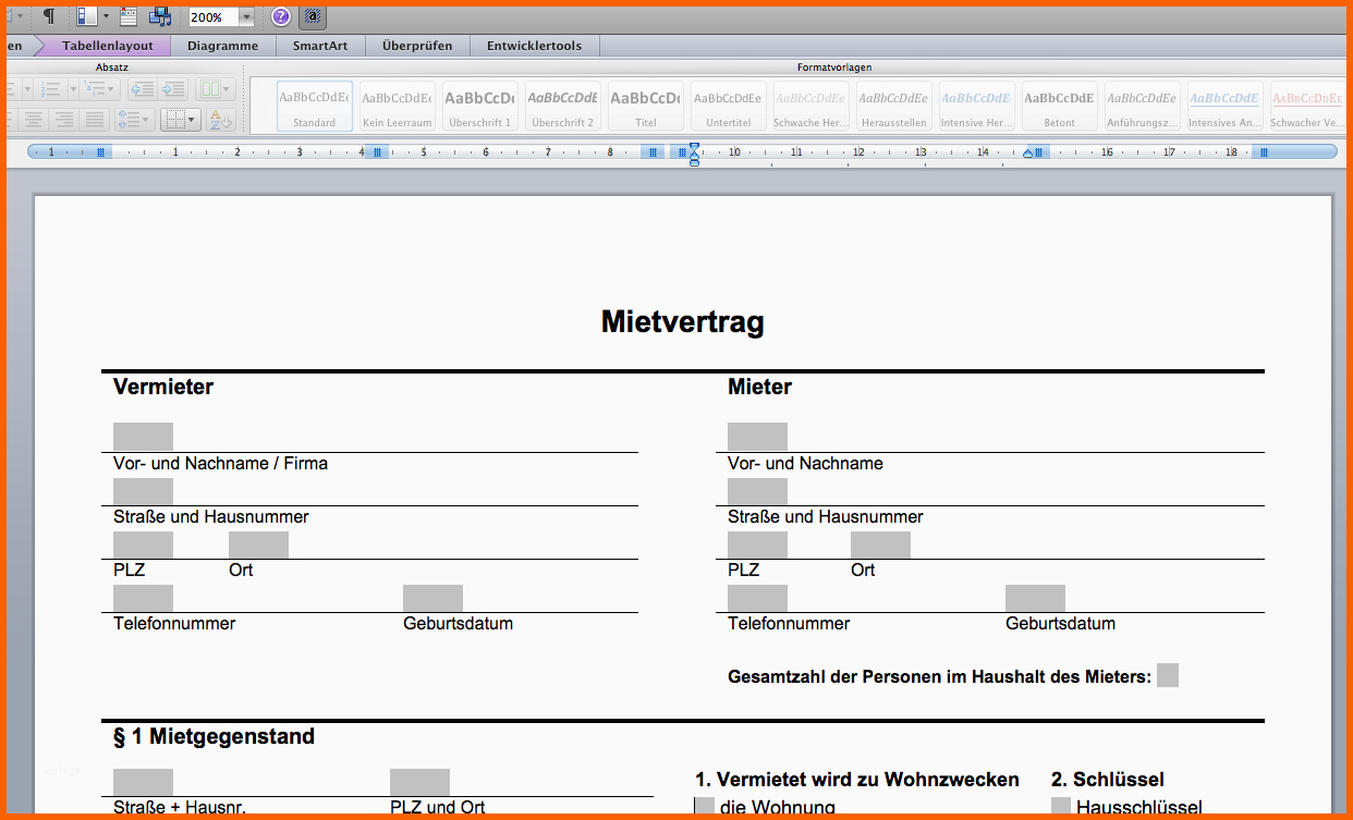 Angepasst Kostenlos Mietvertrag Im Word format Zum Anpassen