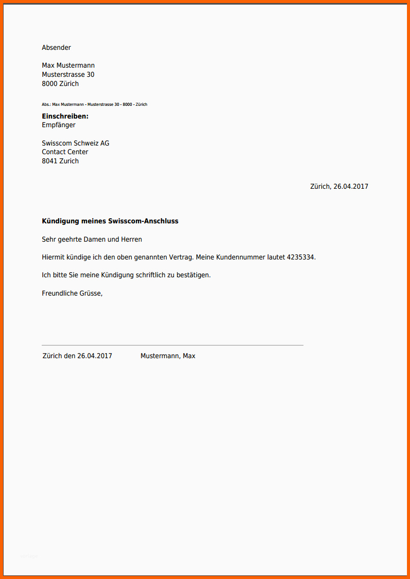 Angepasst Kündigung Für Swiss Internet Festnetz & Kabel Als Pdf