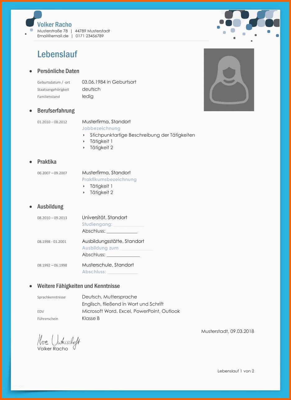 Angepasst Lebenslauf Vorlage Ausbildung Kostenloser Download