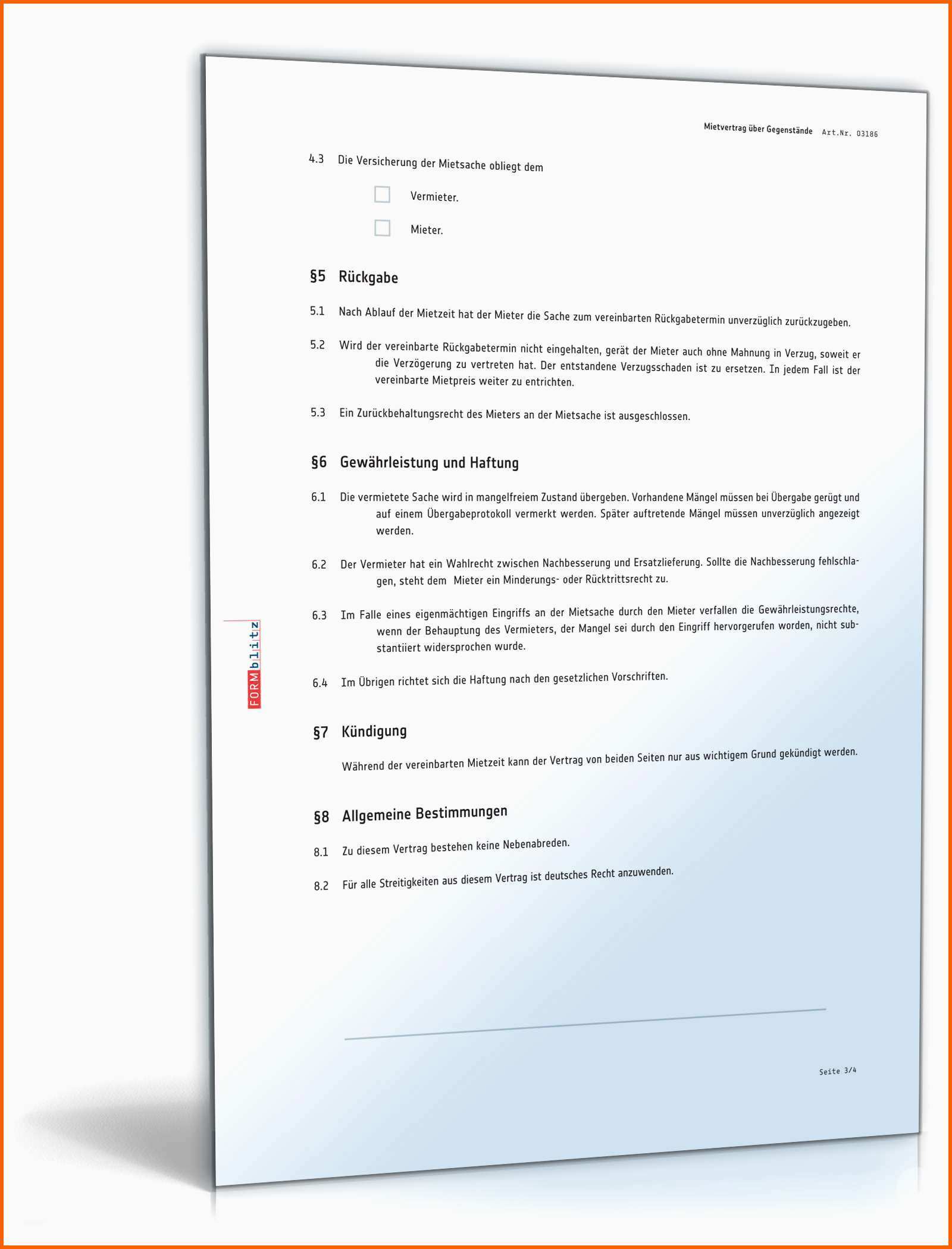 Angepasst Mietvertrag über Gegenstände Rechtssicheres Muster Zum