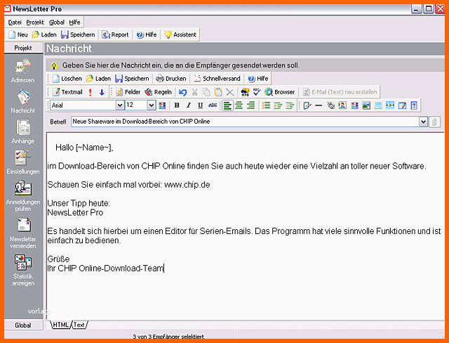Angepasst Newsletter Pro Download Chip