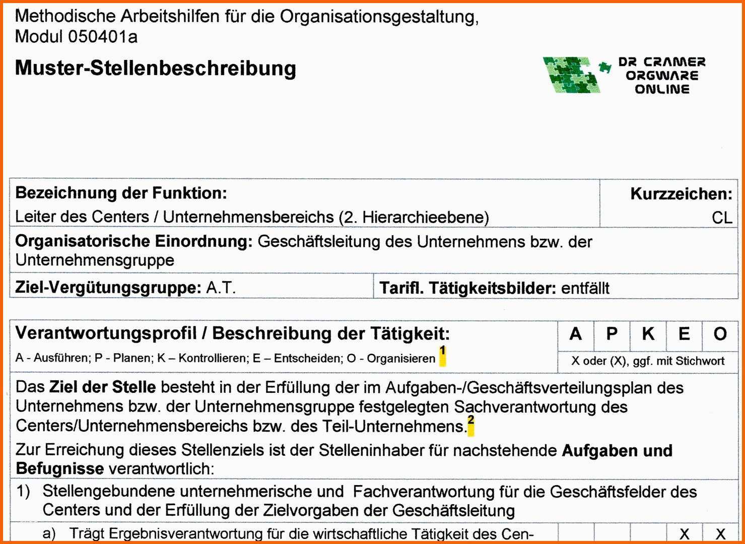 Angepasst Stellenbeschreibung Führungskraft 2 Ebene