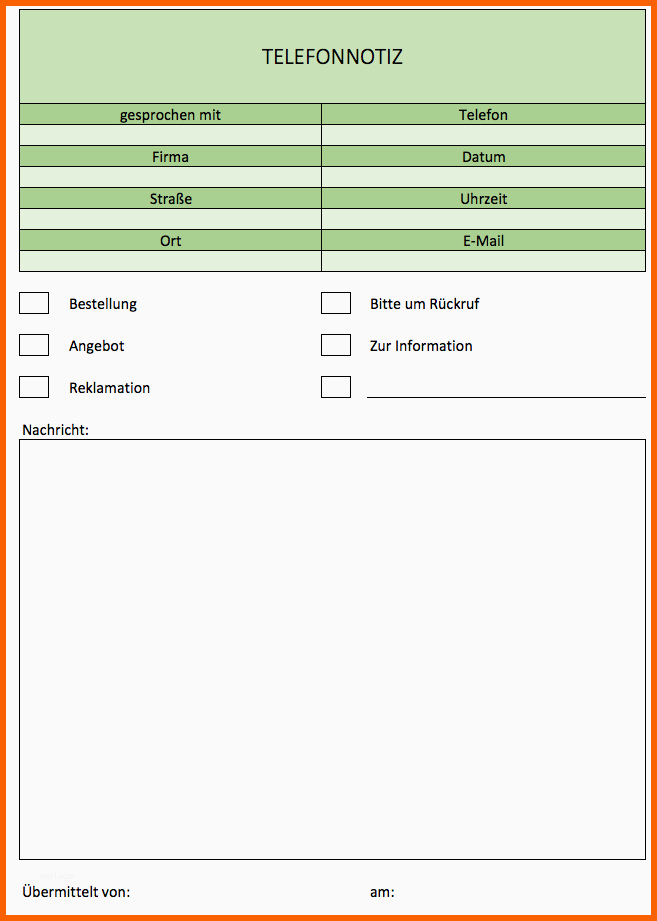 Angepasst Telefonnotiz Kostenlos