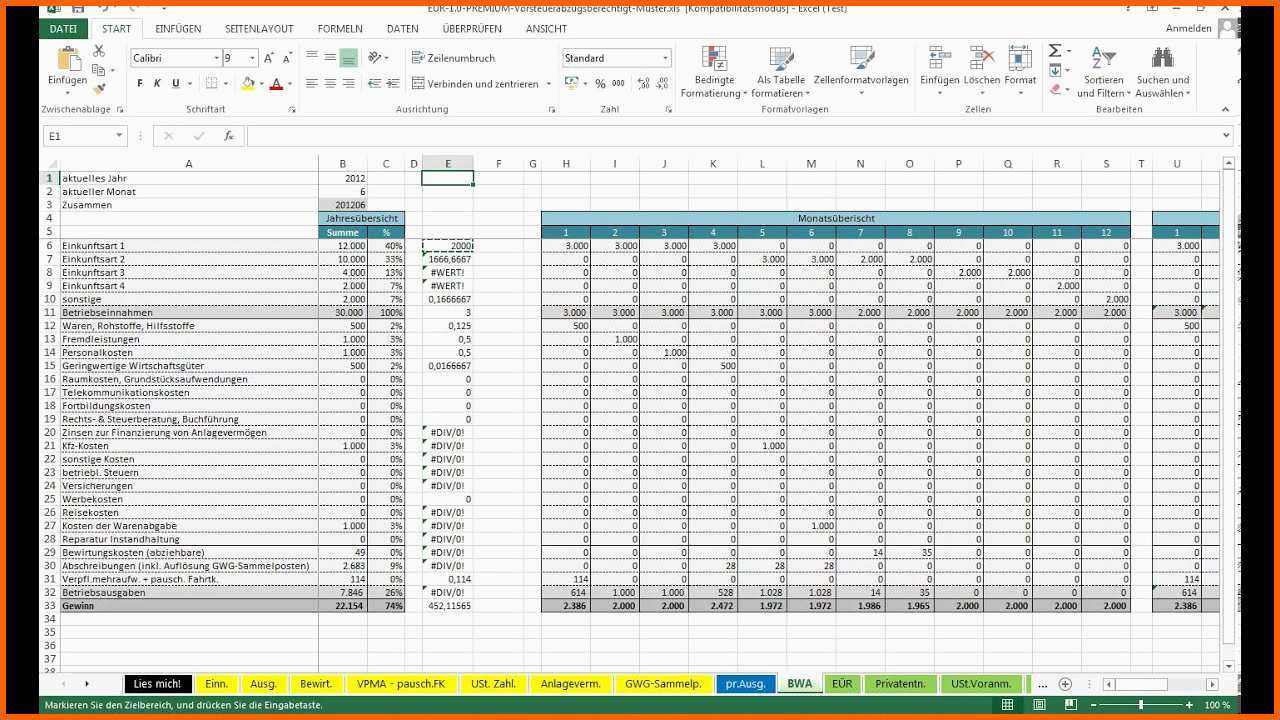 Angepasst Tutorial Excel Vorlage EÜr Monatsdurchschnitt Anzeigen