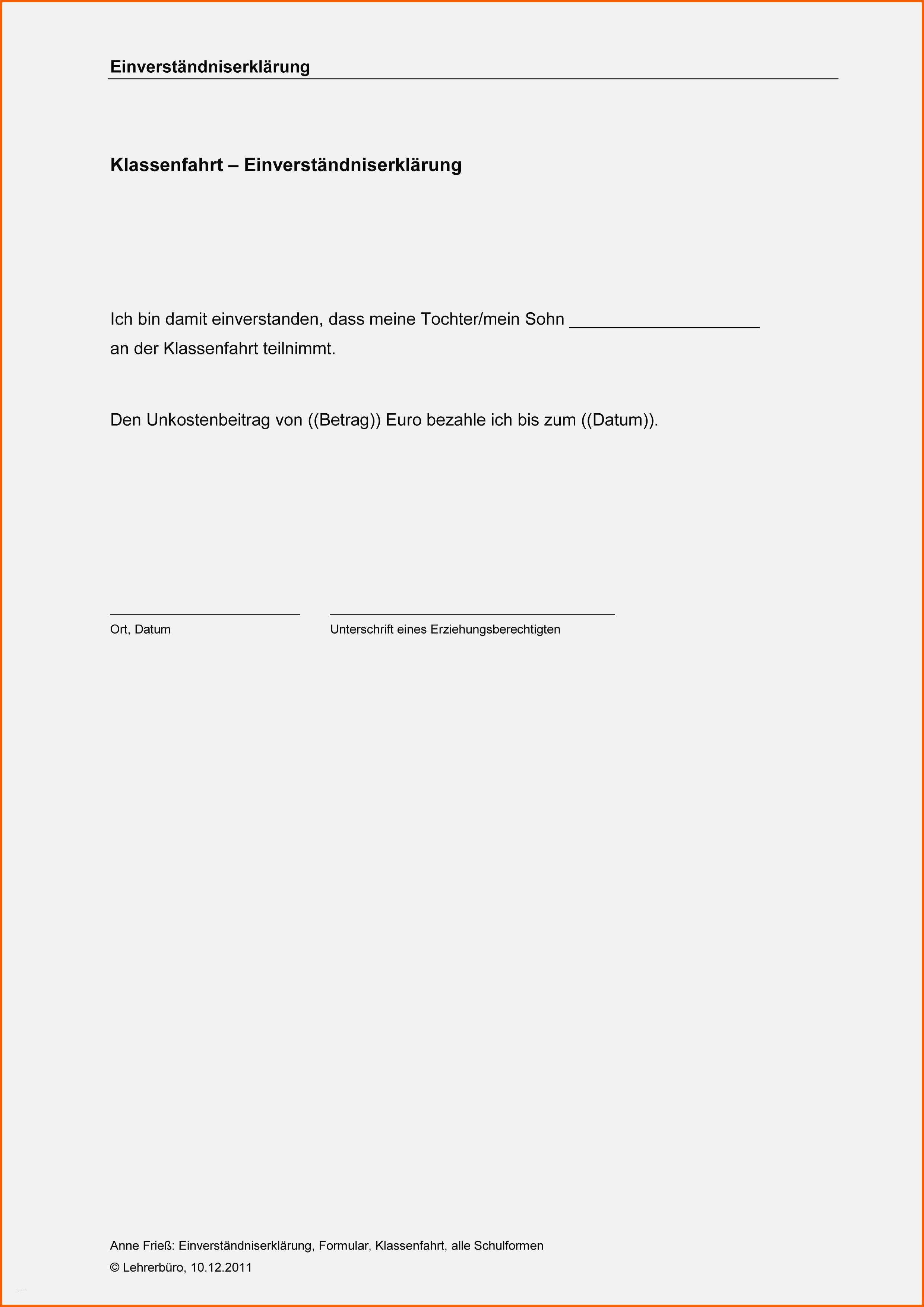 Angepasst Vorlage Einverständniserklärung Eltern Ausbildung