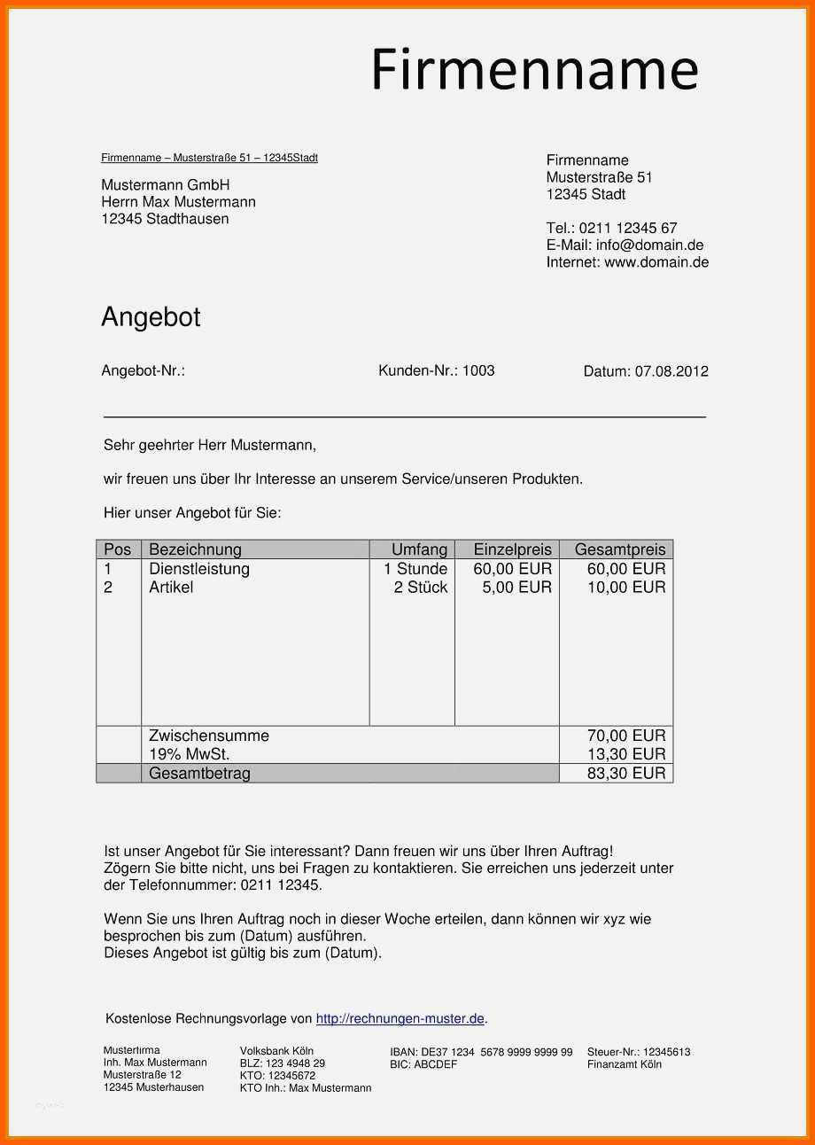 Atemberaubend 17 Angebot Einholen Vorlage