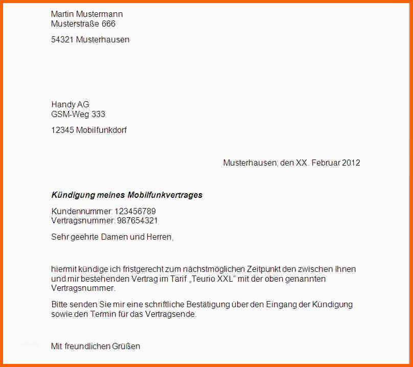 Atemberaubend 21 Kündigung Schreiben Handyvertrag