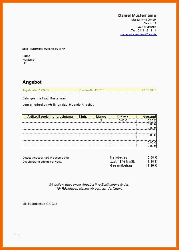 Atemberaubend 8 Angebot Vorlage Word