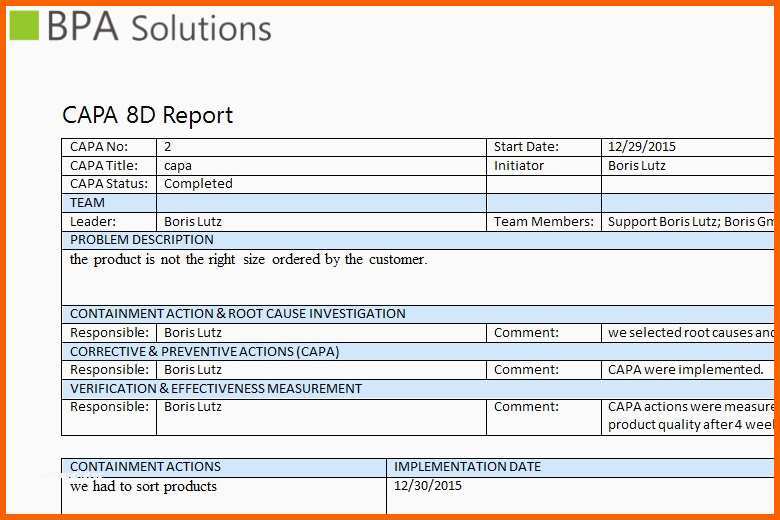 Atemberaubend 8d Report Vorlage Schöne Bpa Quality iso 9001 2015 Bpa