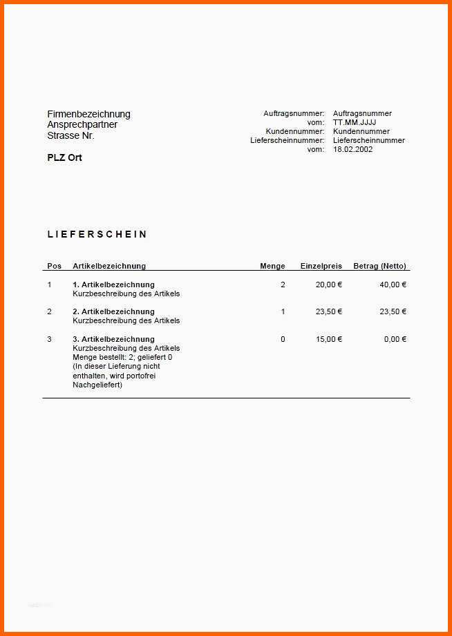 Atemberaubend 9 Lieferschein Vorlage Excel