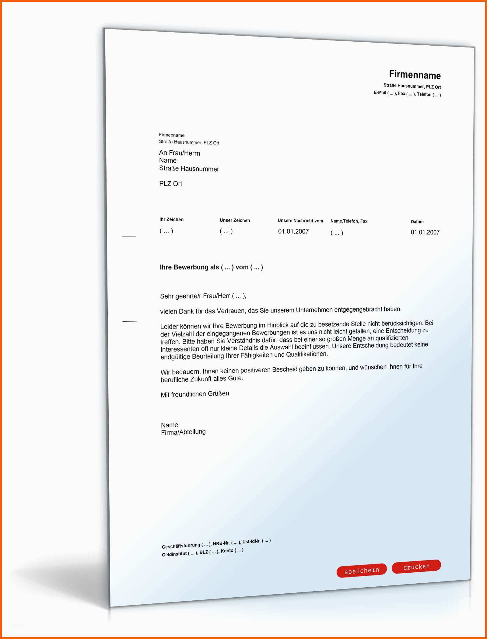 Atemberaubend Absage Einer Bewerbung Muster Vorlage Zum Download