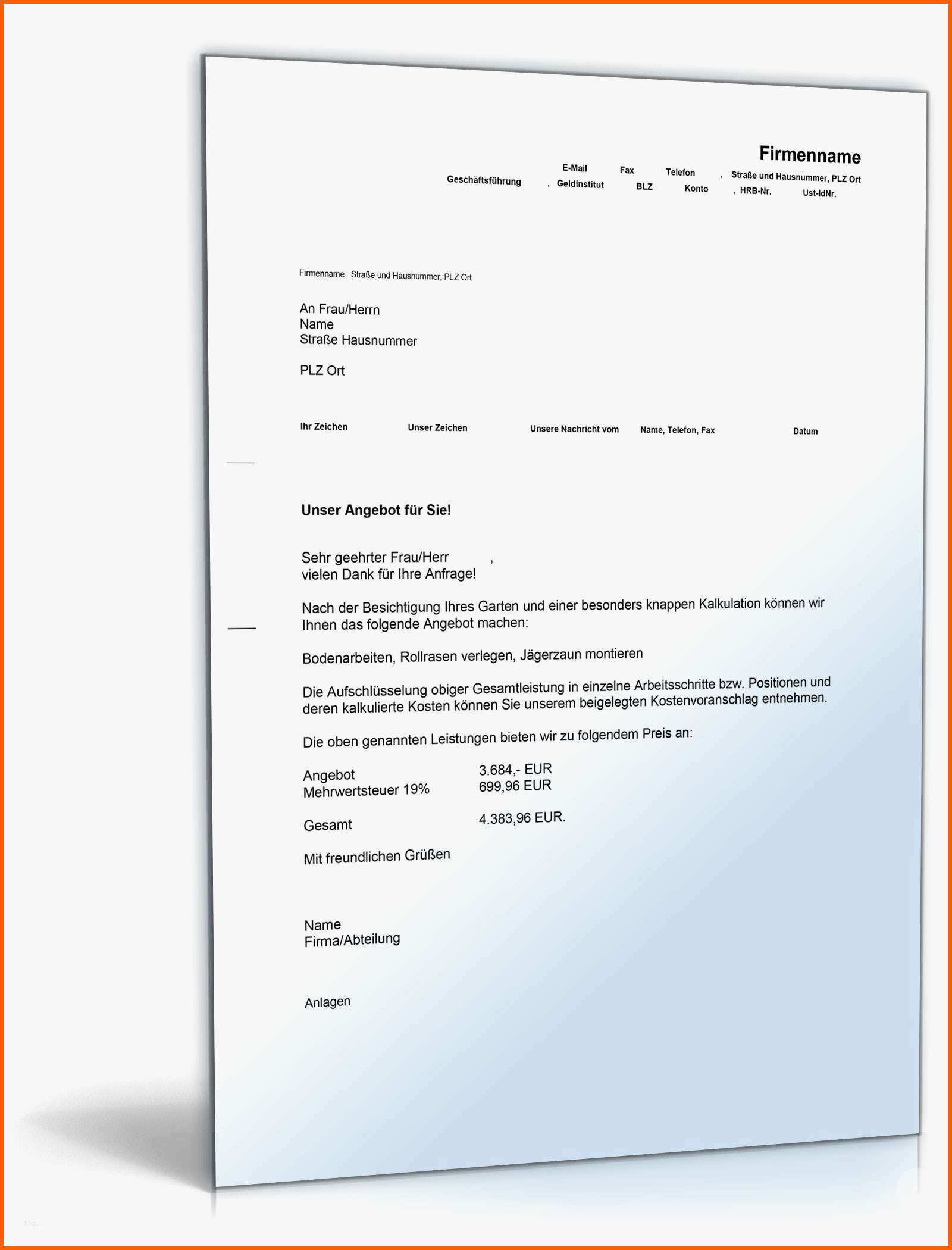 Atemberaubend Angebot Freibleibend Vorlage Vorlage Angebot Einholen