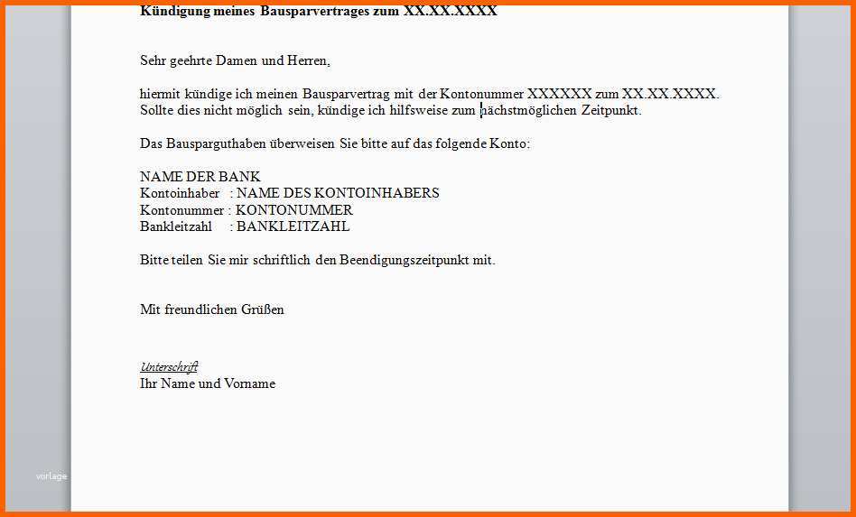 Atemberaubend Bausparvertrag Kündigen Vorlage Download – Kostenlos – Chip