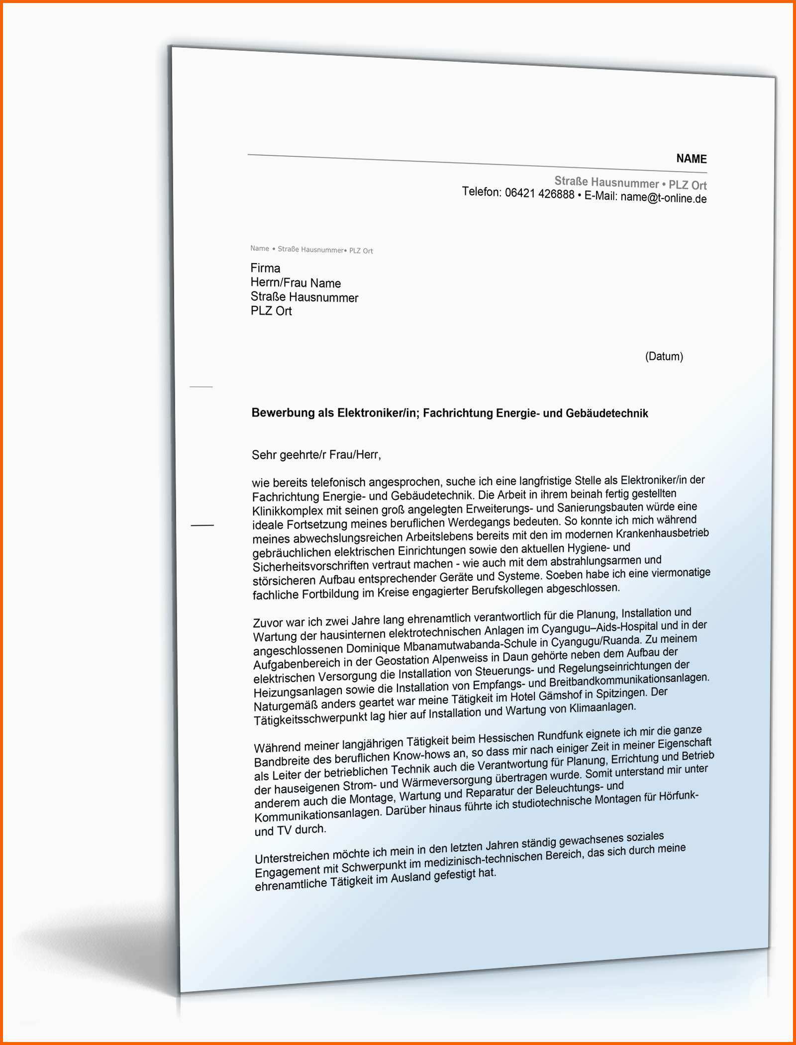 Atemberaubend Bewerbungsschreiben Muster Bewerbungsschreiben Elektroniker