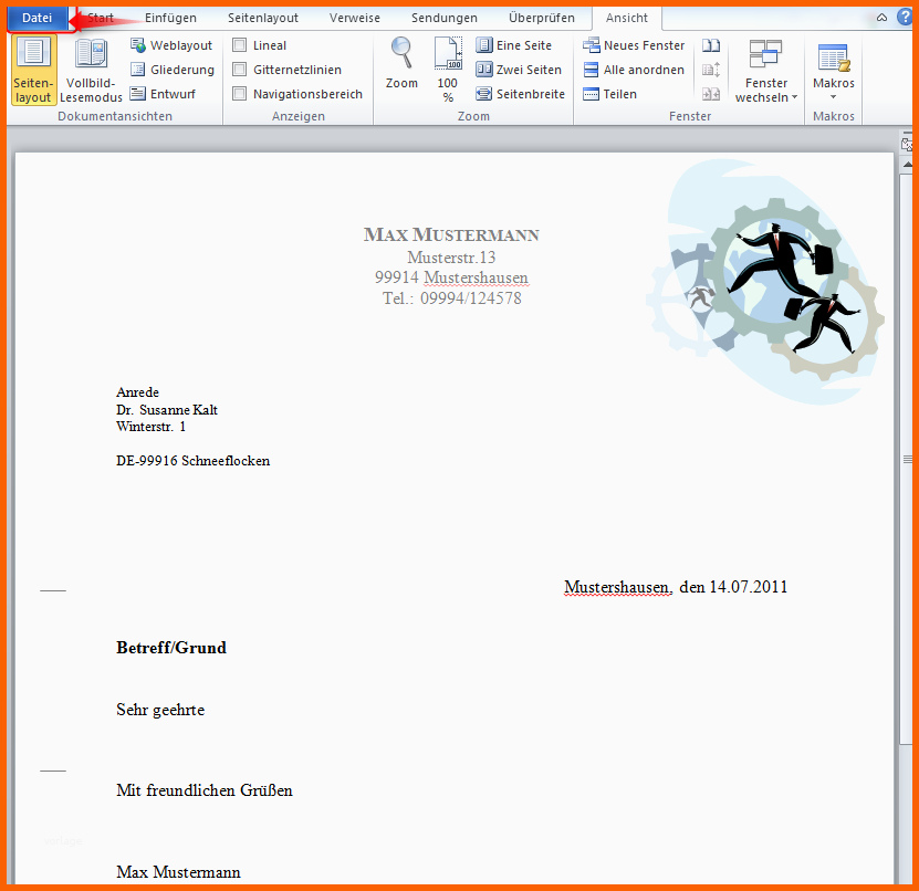 briefkopf mit microsoft word erstellen 2