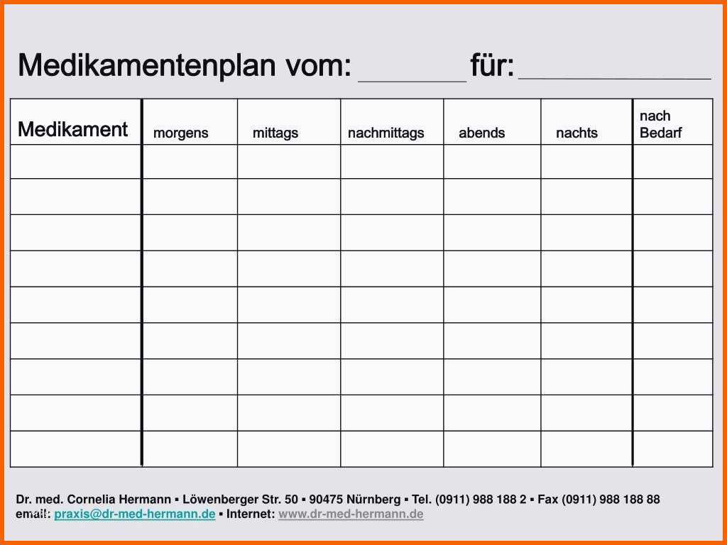 Atemberaubend Einzigartiges Medikamentenplan Vorlage