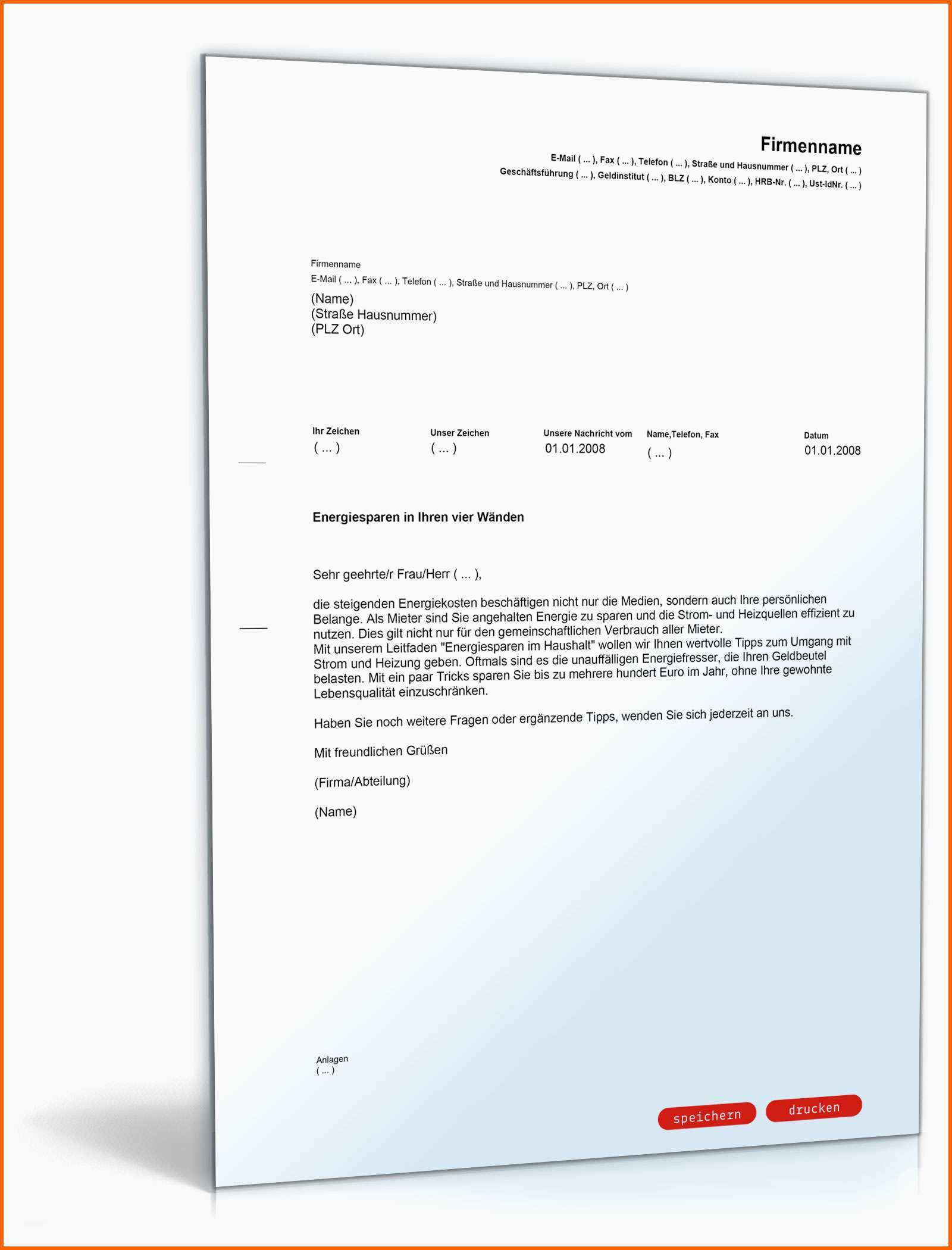 Atemberaubend Energiespartipps Im Haushalt Schreiben An Mieter Mit