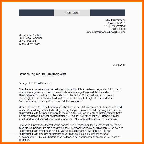 Atemberaubend formloses Anschreiben Vorlage 6 Kopfzeile Bewerbung Avant