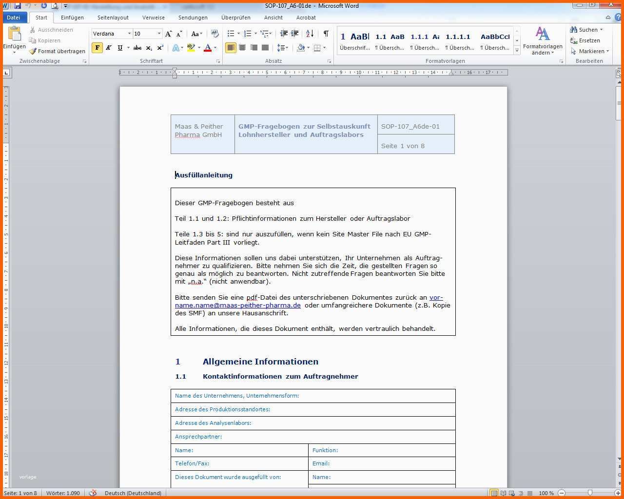 Atemberaubend Fragebogen Vorlage Word – Wordde