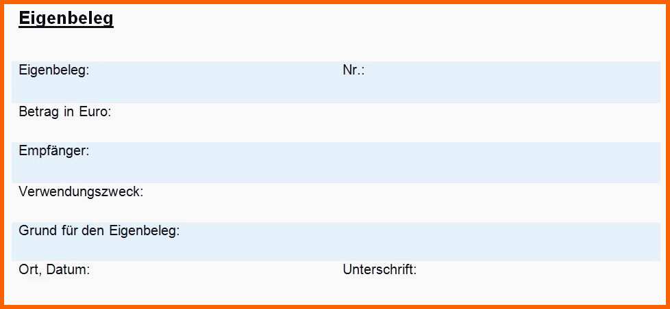 Atemberaubend Frisches Eigenbeleg Vorlage Excel