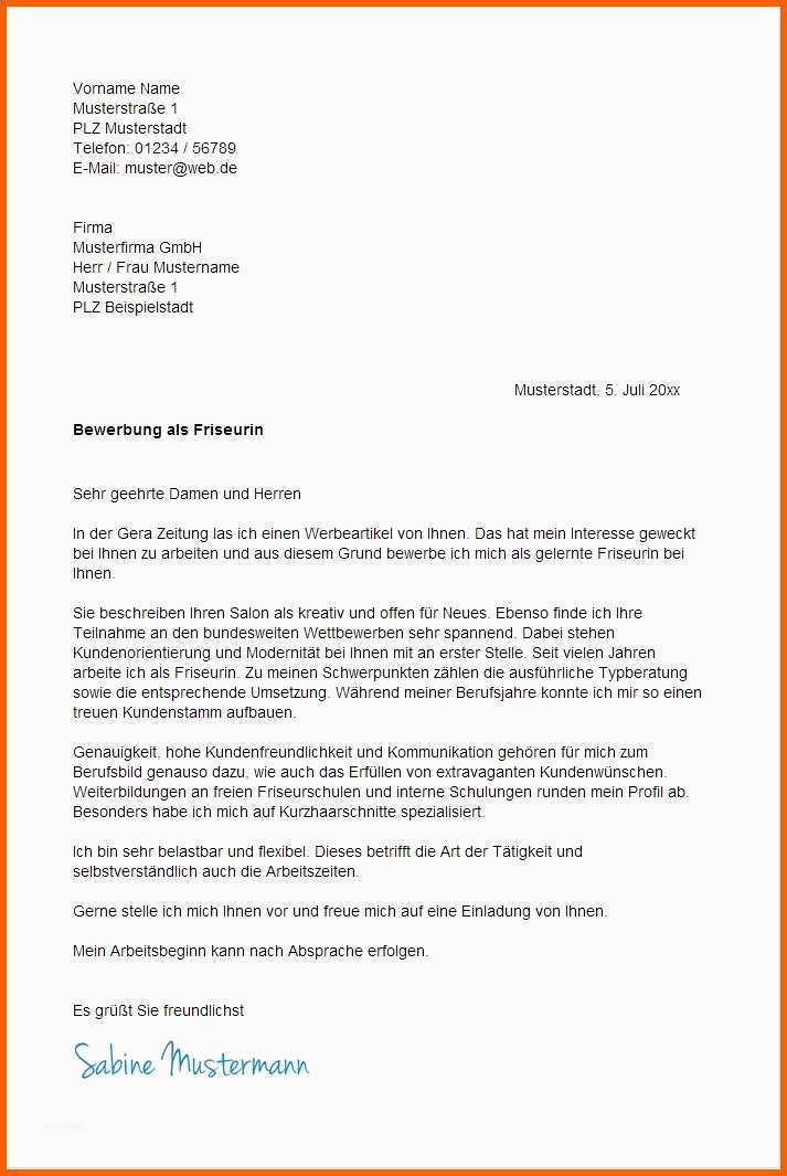 Atemberaubend Friseur Bewerbung Muster Bewerbung Friseurin Ausbildung