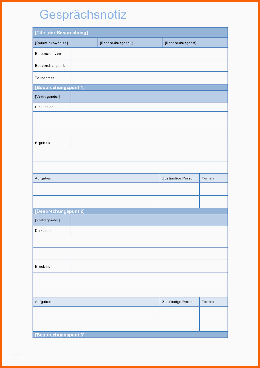 Atemberaubend Gesprächsnotiz Vorlage Word format