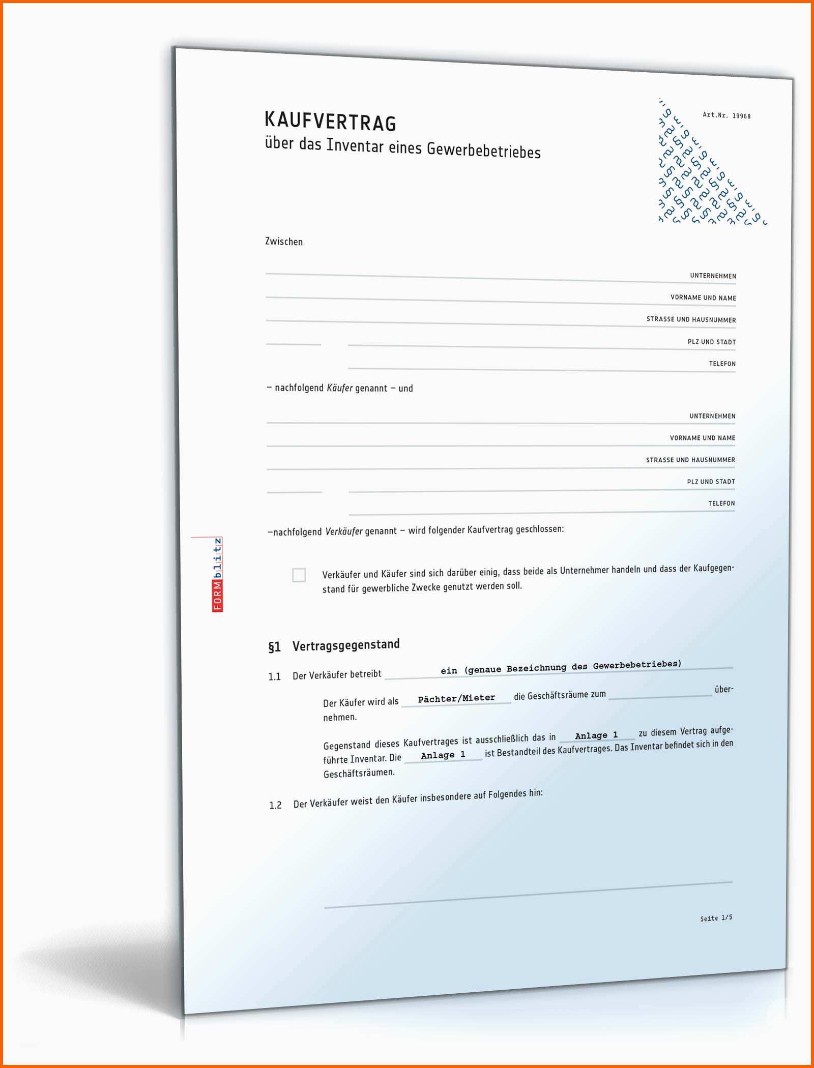 Atemberaubend Kaufvertrag Inventar Gewerbebetrieb