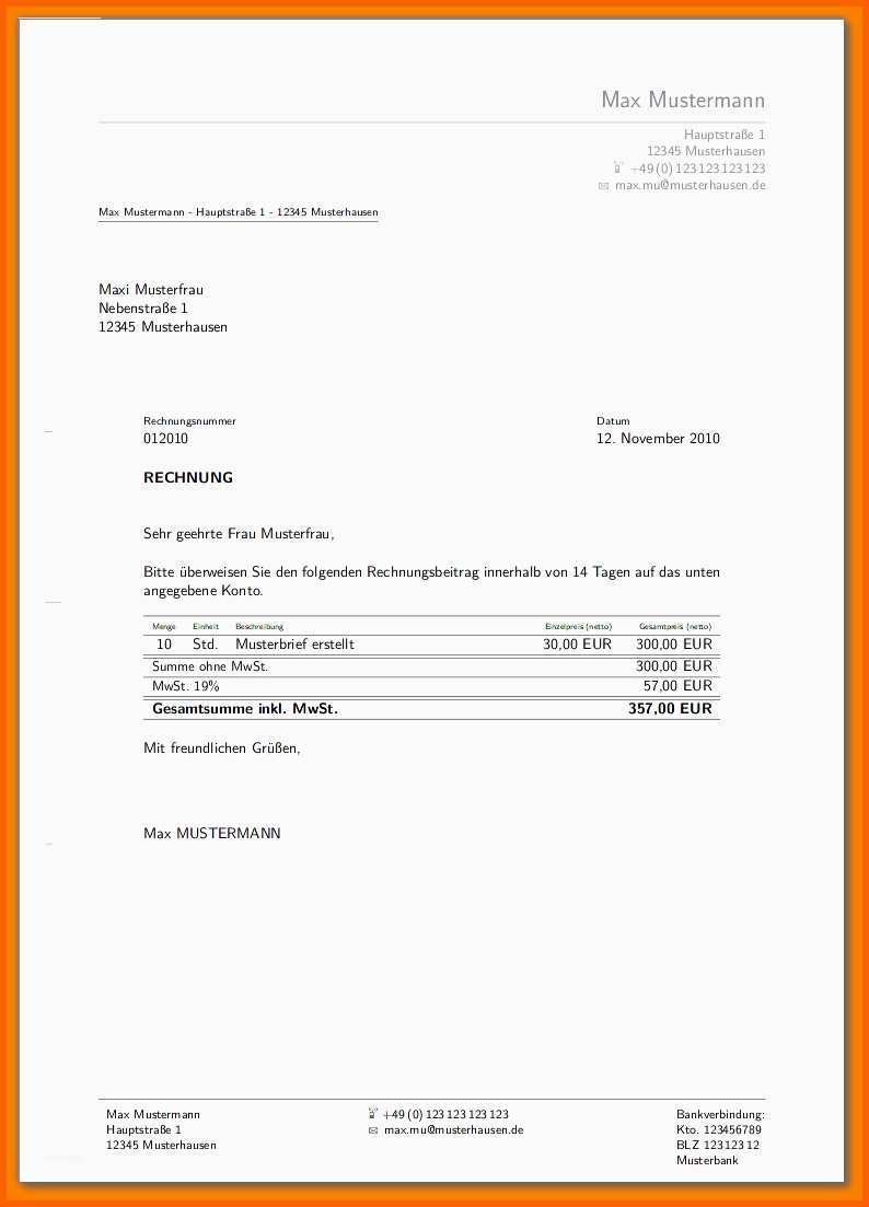 Atemberaubend Musterrechnung Ferienwohnung Vordruck 9 Vorlage Rechnung