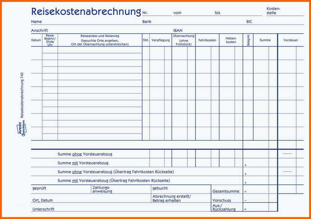 Atemberaubend Reisekostenabrechnung 740 Avery Zweckform formular
