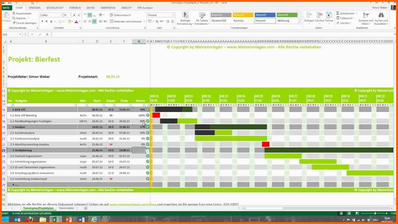Atemberaubend Tutorial Für Excel Projektplan Terminplan Zeitplan