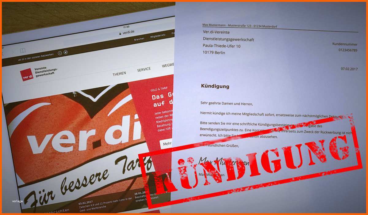 Atemberaubend Verdi Online Kündigen Kostenlose Vorlage Zum Download
