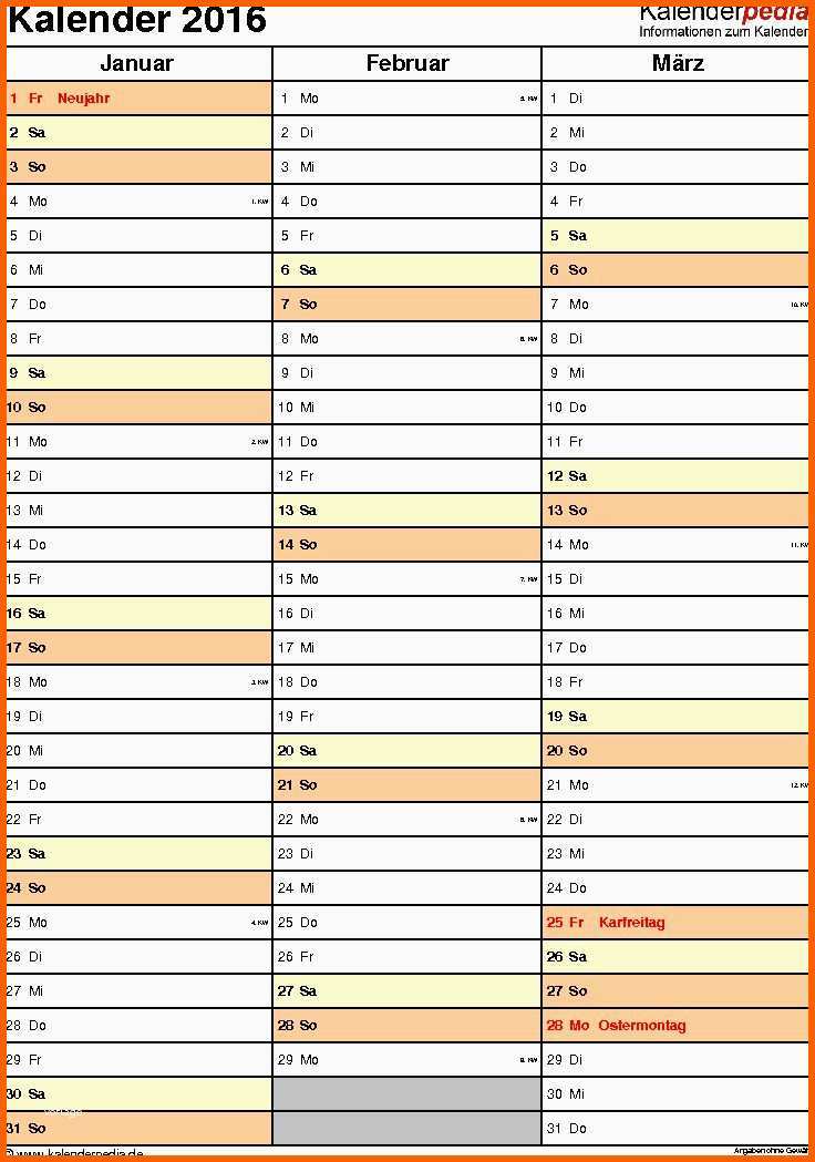 Atemberaubend Vorlage 12 Kalender 2016 Als Pdf Datei Hochformat 4