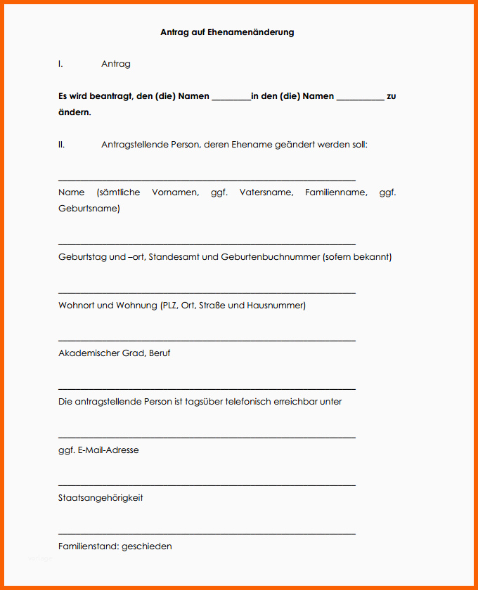 Atemberaubend Vorlage Zum Download Antrag Auf Namensänderung