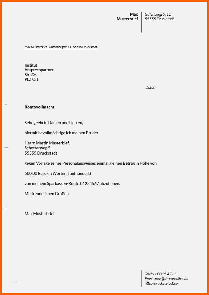 Atemberaubend Vorsorgevollmacht Vorlage Word Angenehm Vollmacht Vorlage
