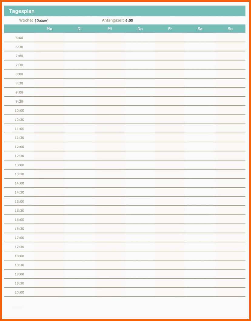 Atemberaubend Wochenplan Und Tagesplaner Vorlage Excel