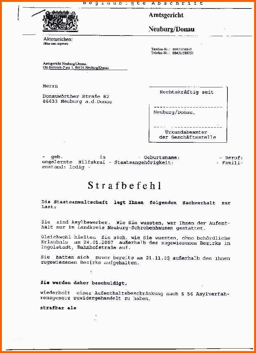 Außergewöhnlich 11 Strafbefehl Muster