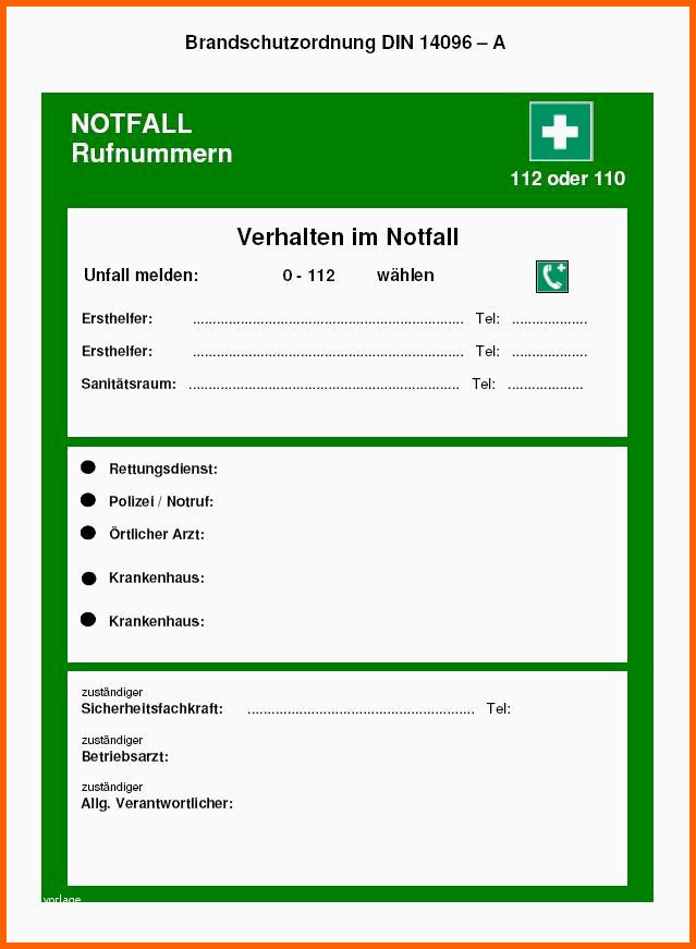 Außergewöhnlich 15 Notfallplan Muster