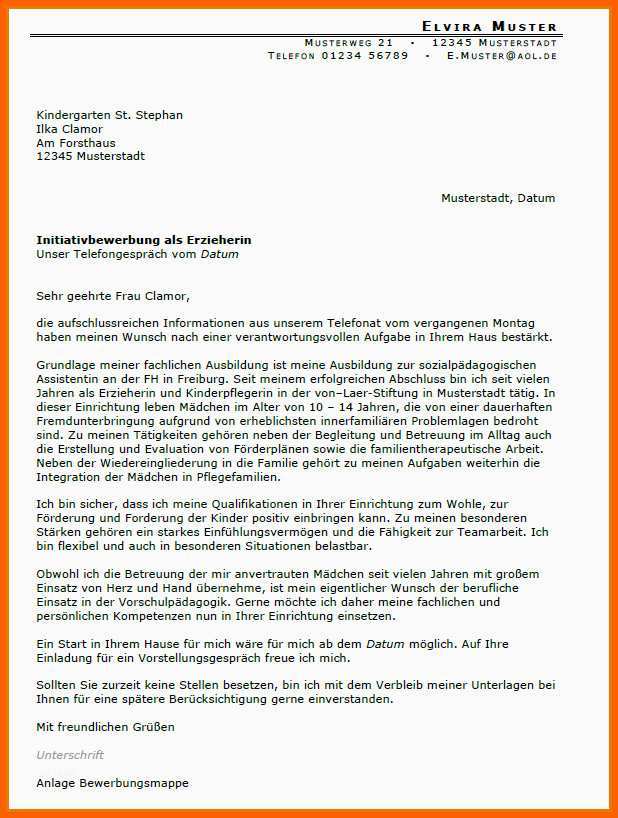 Außergewöhnlich 20 Bewerbung Kindergarten Muster