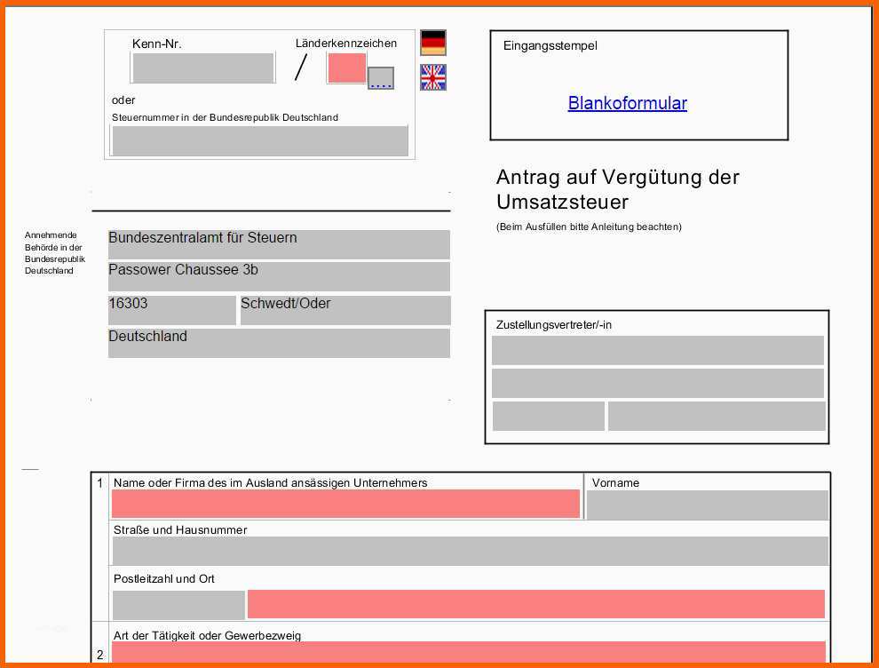 Außergewöhnlich Antrag Auf Vergütung Der Umsatzsteuer Pdf Vorlage