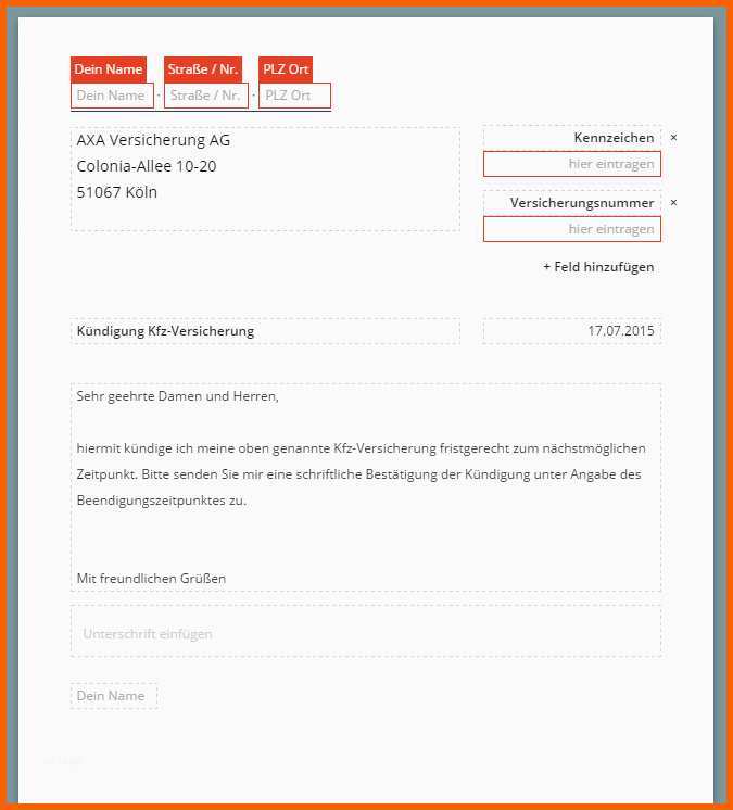 Außergewöhnlich Axa Kündigen Vorlage Download Chip