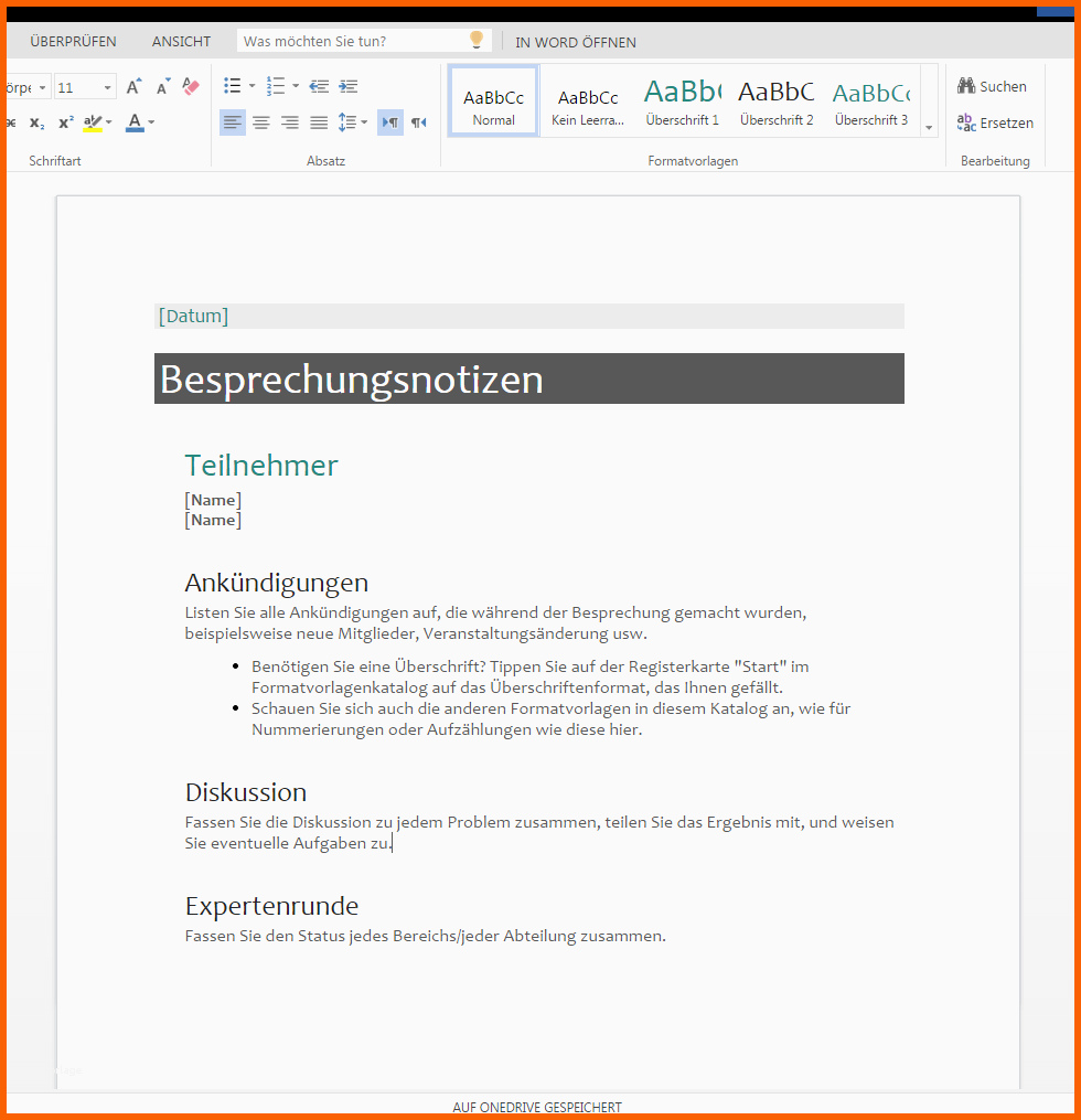 Außergewöhnlich Besprechungsnotizen Zum Runterladen – Wordvorlage